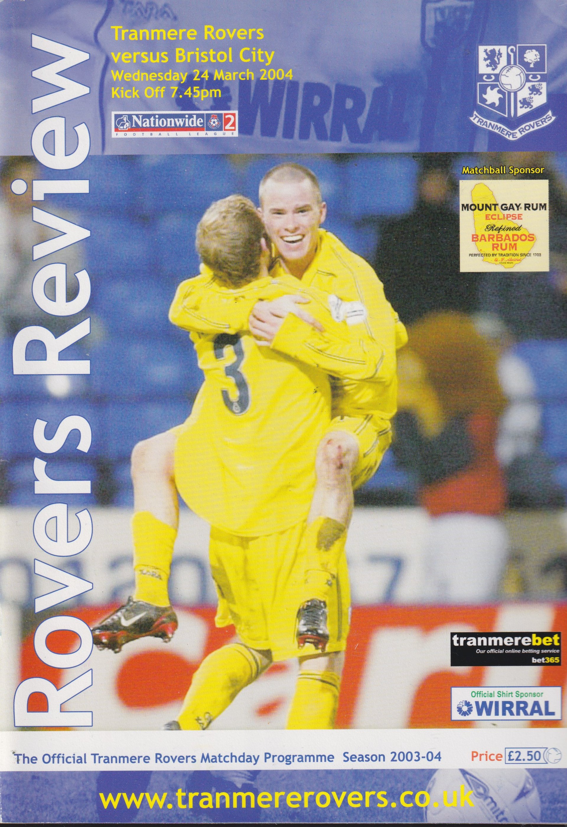 Tranmere Rovers v Bristol City match programme